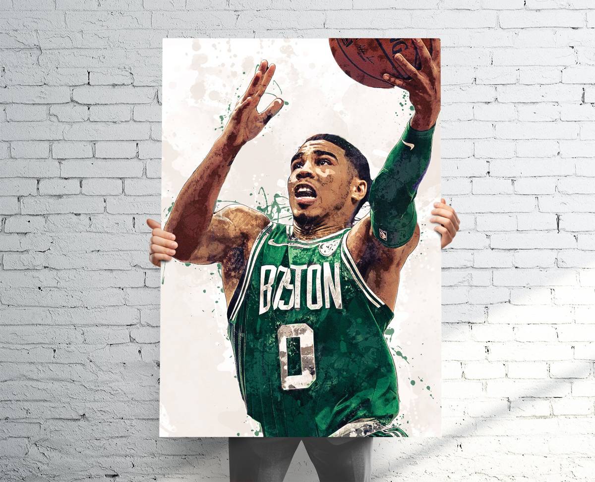 Jayson Tatum Boston Celtics Sports Art Print, Basketball, Sports Decor – Poster | Canvas Wall Art Print