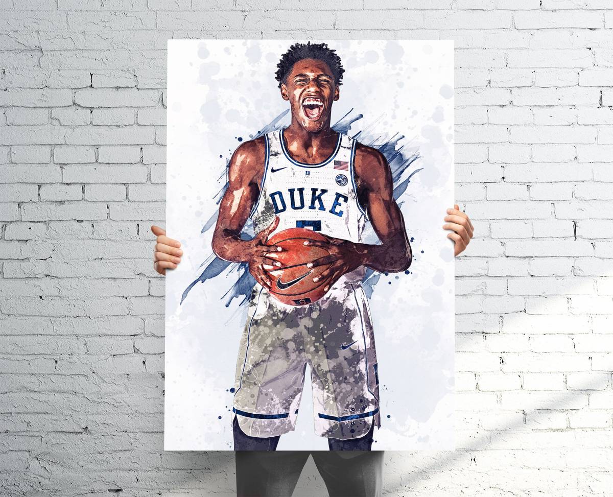 Rj Barrett Duke Blue Devils Sports Art Print, Basketball, Sports Decor – Poster | Canvas Wall Art Print