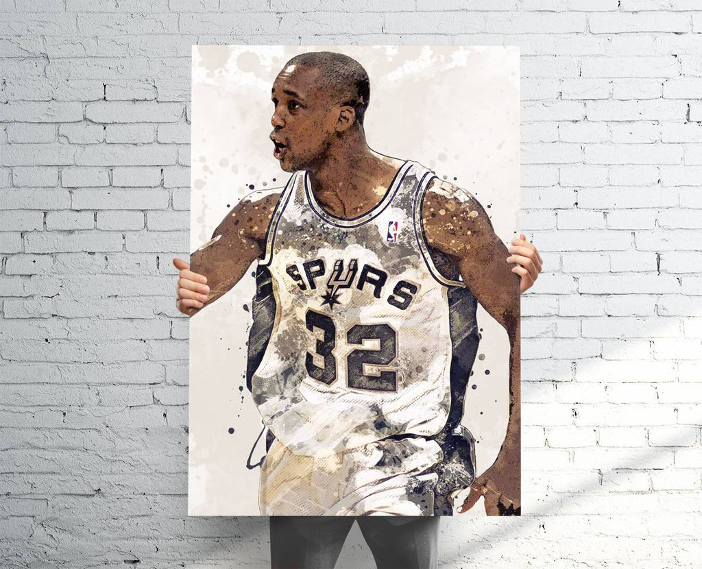 Sean Elliott San Antonio Spurs Sports Art Print, Basketball, Sports Decor – Poster | Canvas Wall Art Print