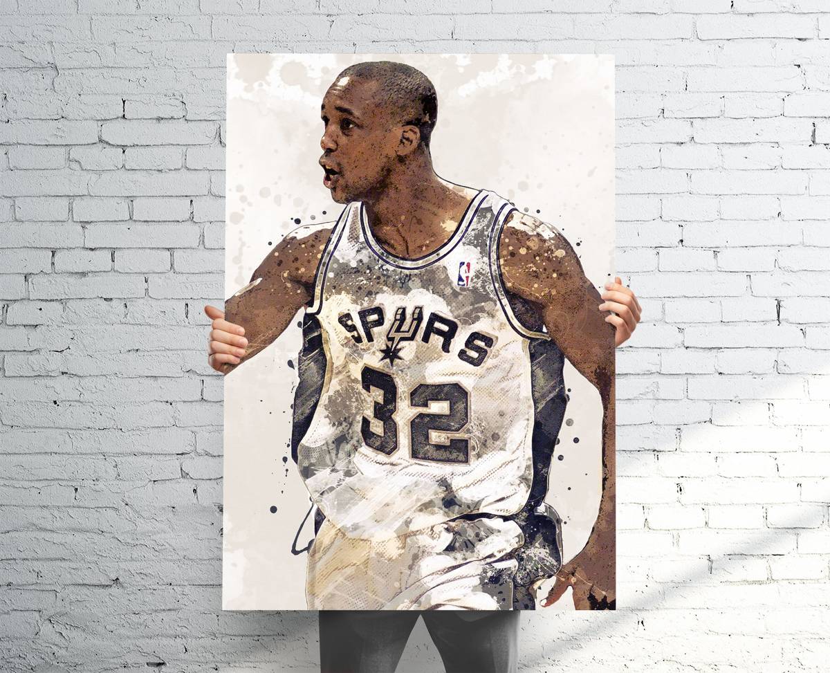 Sean Elliott San Antonio Spurs Sports Art Print, Basketball, Sports Decor – Poster | Canvas Wall Art Print