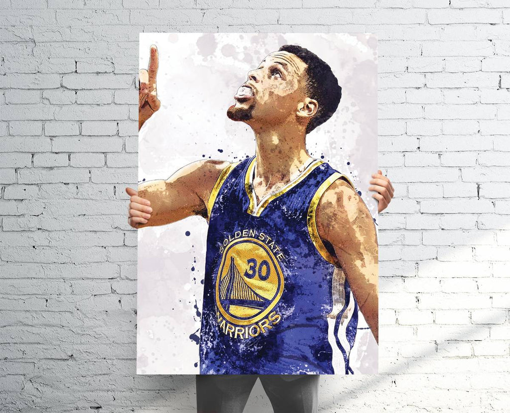 Stephen Curry Golden State Warriors (V2) Sports Art Print, Basketball, Sports Decor – Poster | Canvas Wall Art Print