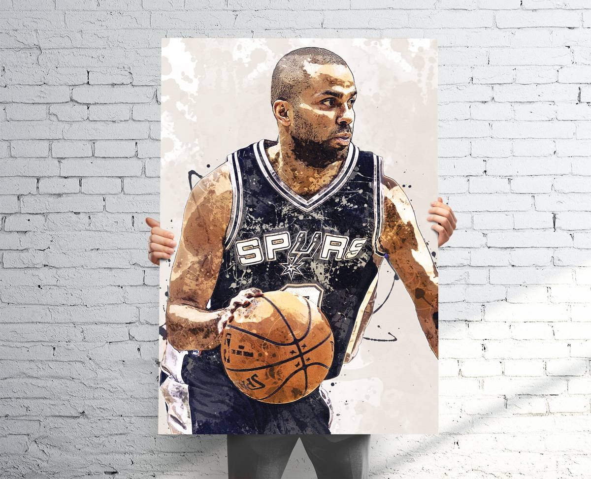 Tony Parker San Antonio Spurs Sports Art Print, Basketball, Sports Decor – Poster | Canvas Wall Art Print
