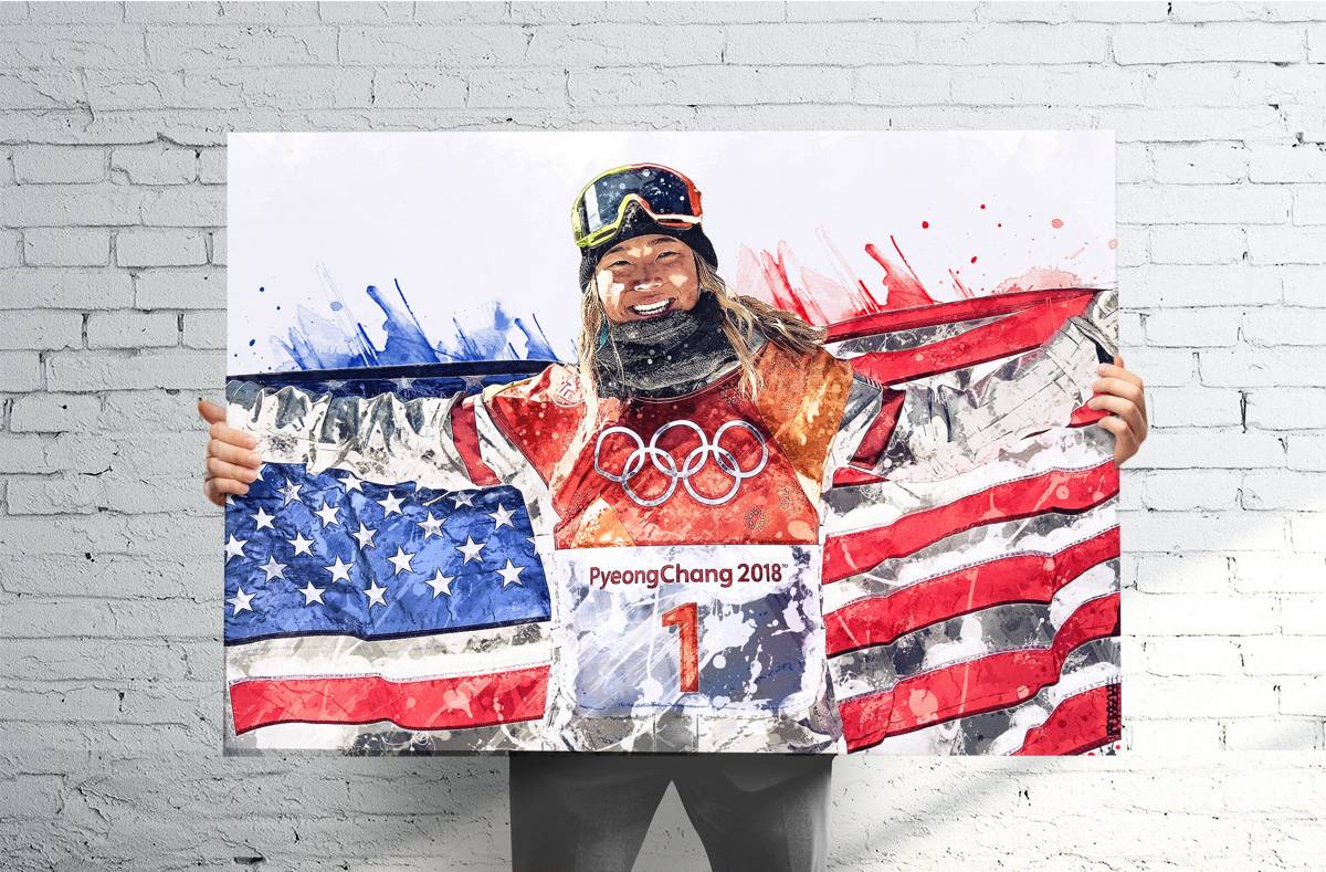 Chloe Kim American Snowboarder Sports Art Print, Olympics, Sports Decor – Poster | Canvas Wall Art Print