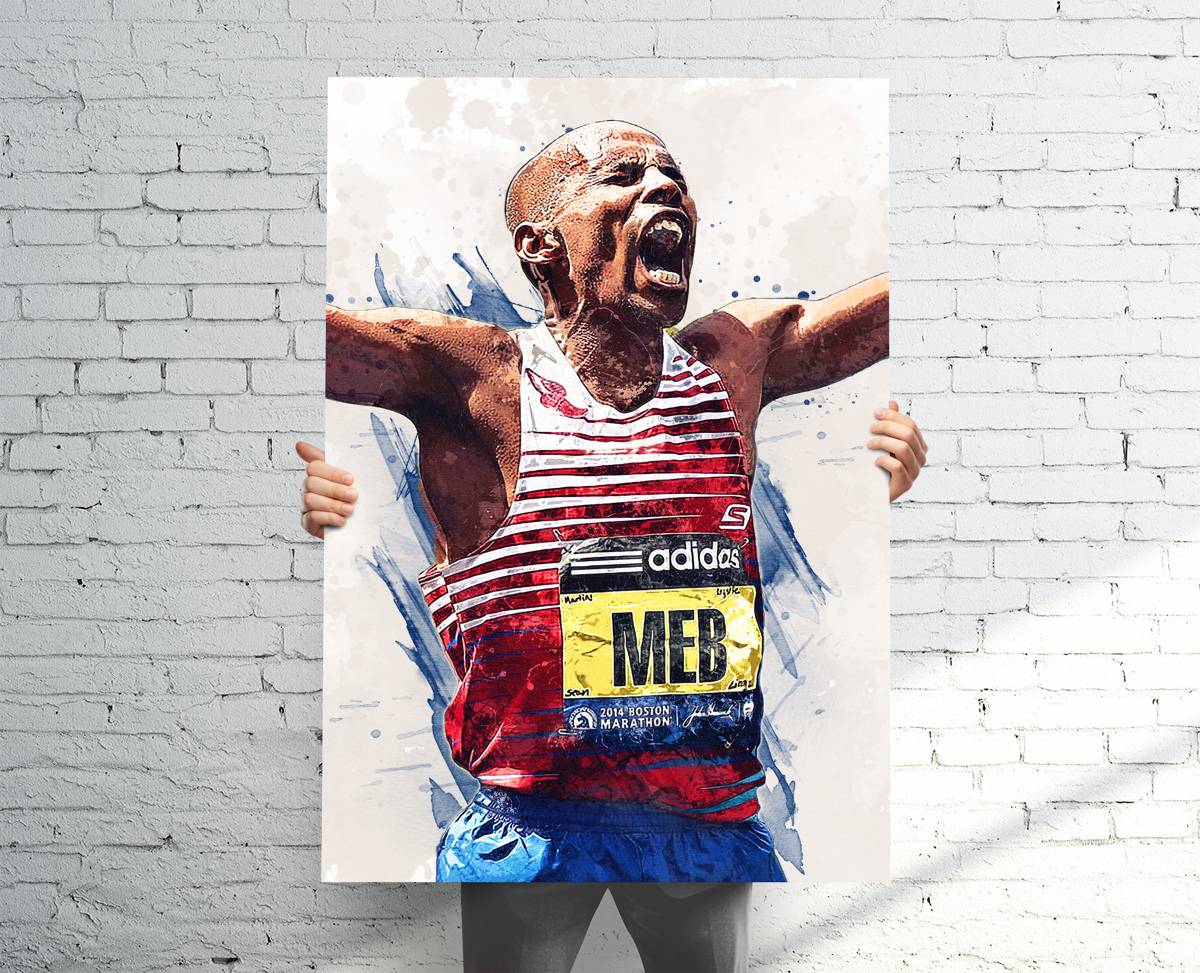 Meb Keflezighi Sports Art Print, Olympic Athlete, Olympics, Sports Decor – Poster | Canvas Wall Art Print