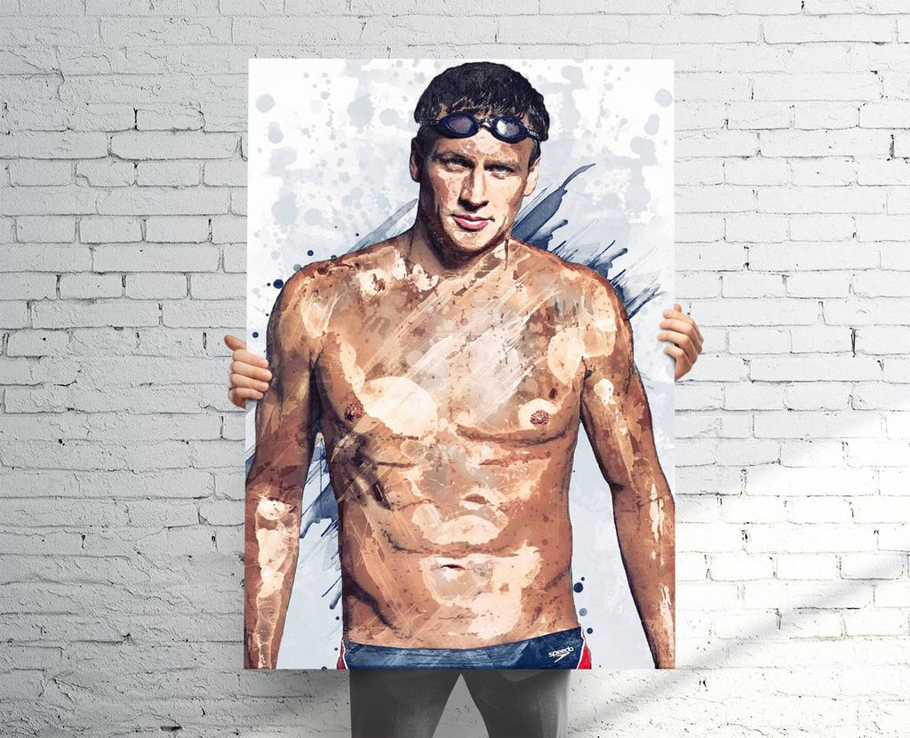 Ryan Lochte Sports Art Print, Olympic Athlete, Olympics, Sports Decor – Poster | Canvas Wall Art Print