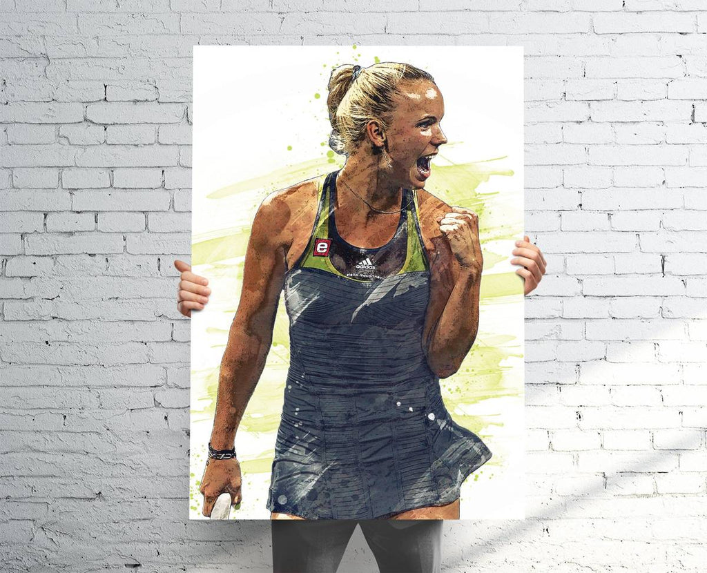 Caroline Wozniacki Sports Art Print, Tennis, Sports Decor – Poster | Canvas Wall Art Print