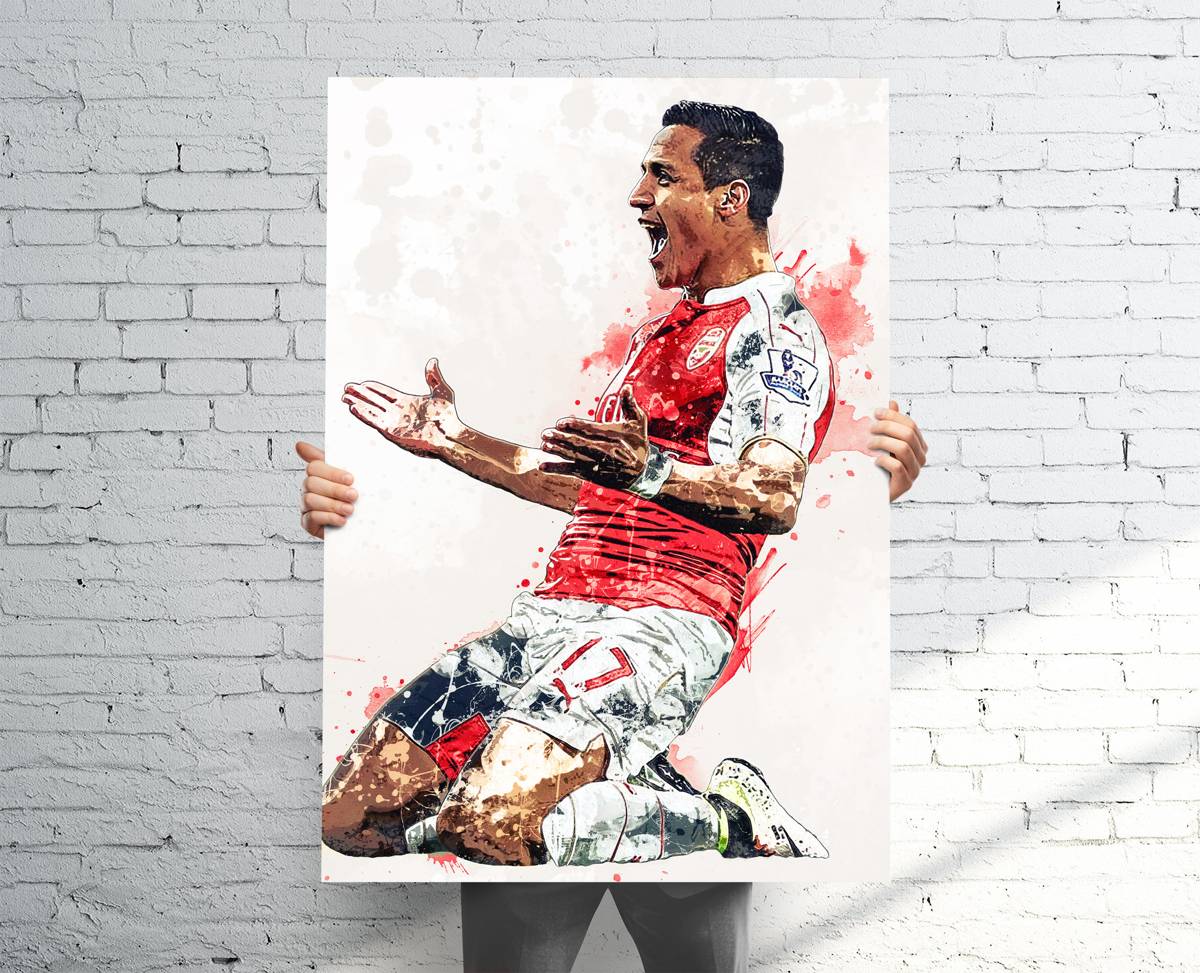 Alexis Sanchez Arsenal F.C. Sports Art Print, Soccer/Football, Sports Decor – Poster | Canvas Wall Art Print