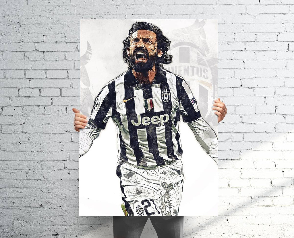 Andrea Pirlo Juventus F.C. Sports Art Print, Soccer/Football, Sports Decor – Poster | Canvas Wall Art Print