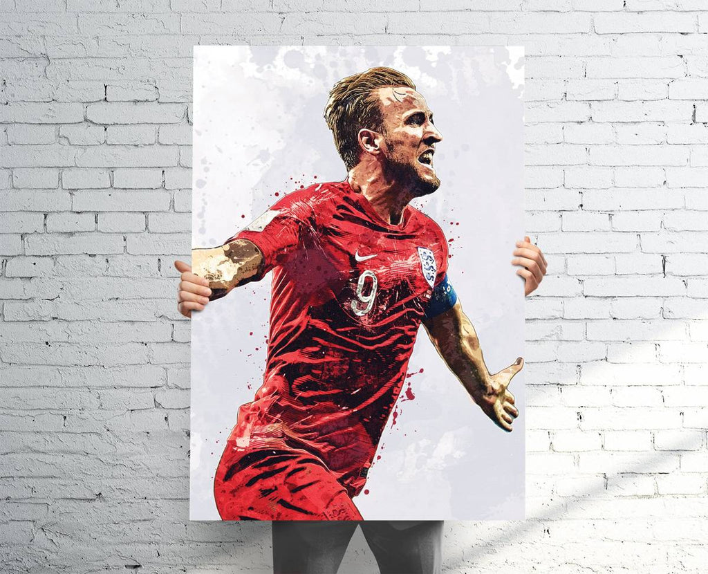 Harry Kane Team England Sports Art Print, Soccer/Football, Sports Decor – Poster | Canvas Wall Art Print