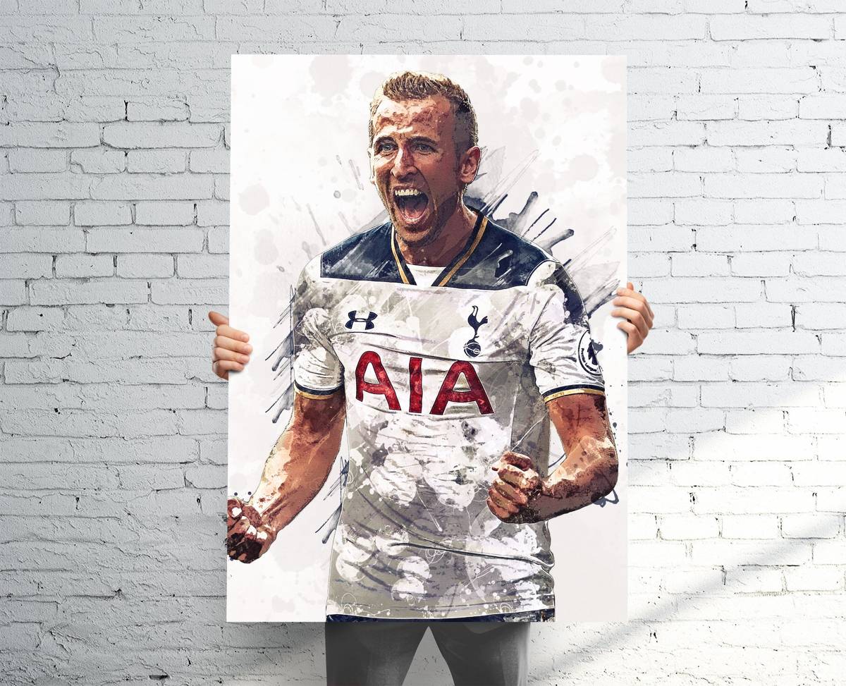 Harry Kane Tottenham Hotspur F.C. Sports Art Print, Soccer/Football, Sports Decor – Poster | Canvas Wall Art Print