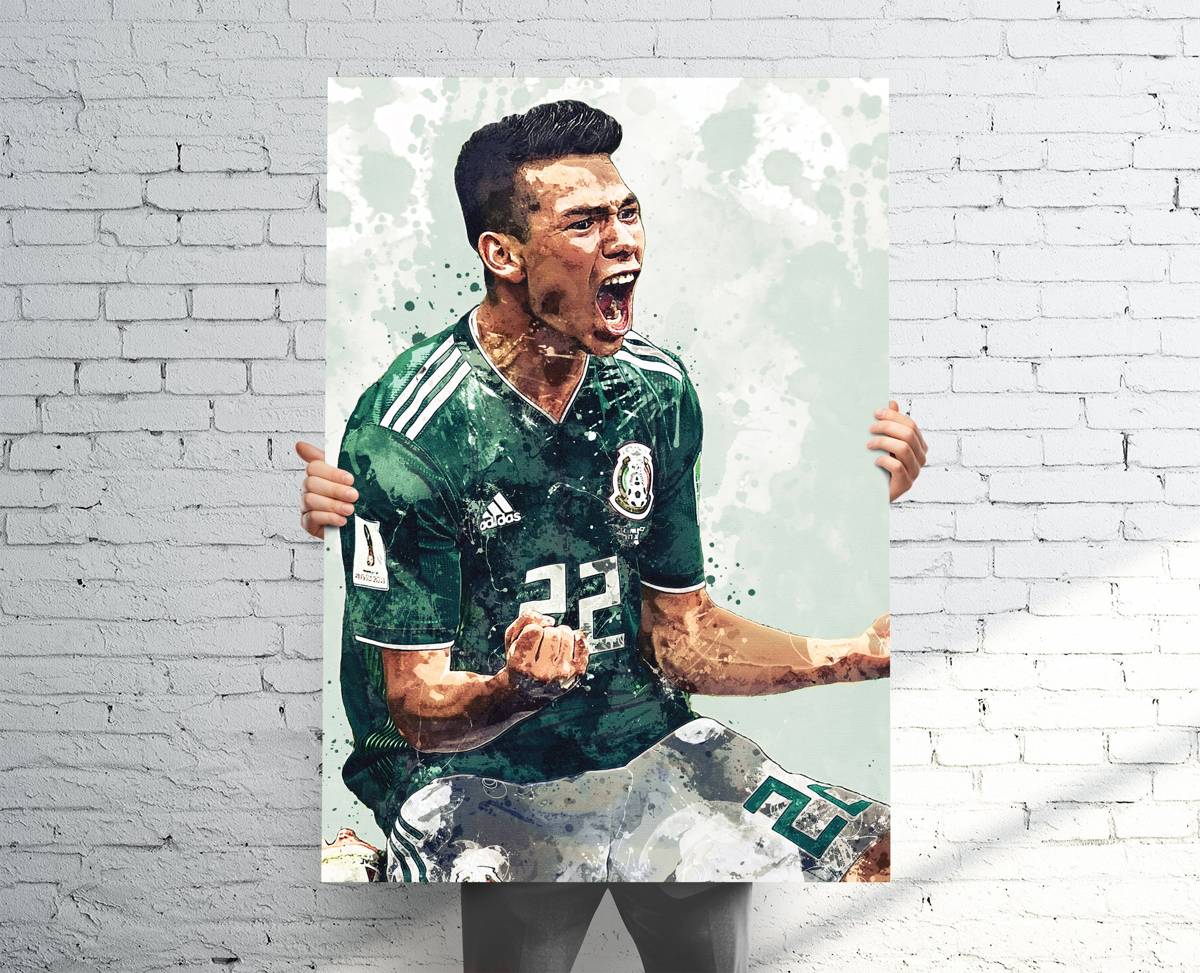 Hirving Lozano Team Mexico Sports Art Print, Soccer/Football, Sports Decor – Poster | Canvas Wall Art Print