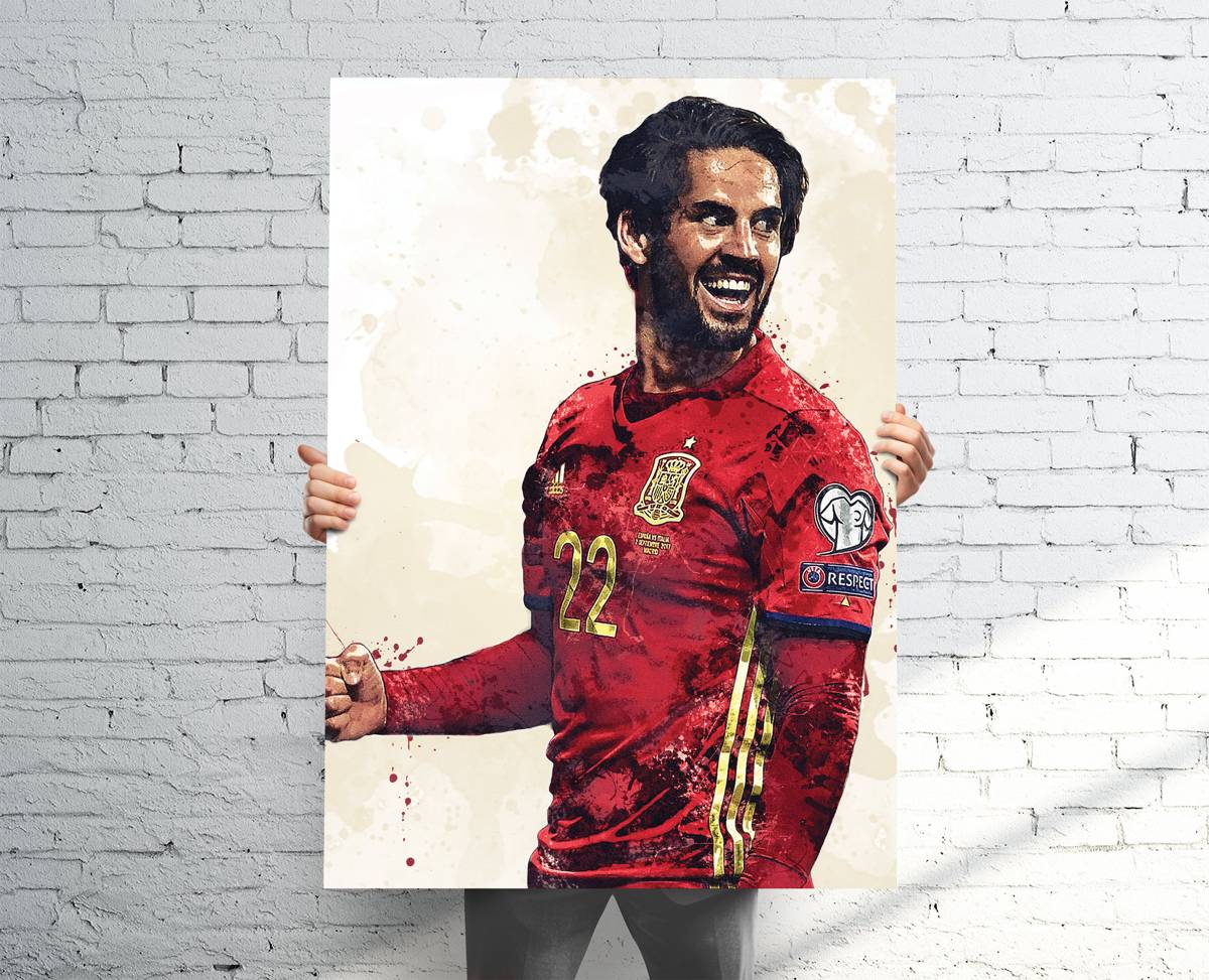 Isco Team Spain Sports Art Print, Soccer/Football, Sports Decor – Poster | Canvas Wall Art Print