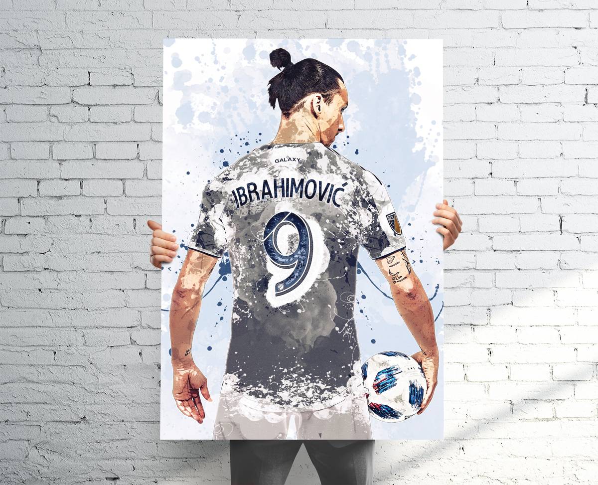 Zlatan Ibrahimovic La Galaxy Sports Art Print, Soccer/Football, Sports Decor – Poster | Canvas Wall Art Print