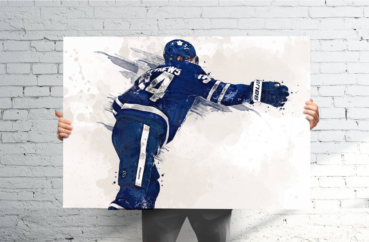 Auston Matthews 'Good Goal' Maple Leafs Sports Art Print, Hockey, Sports Decor – Poster | Canvas Wall Art Print