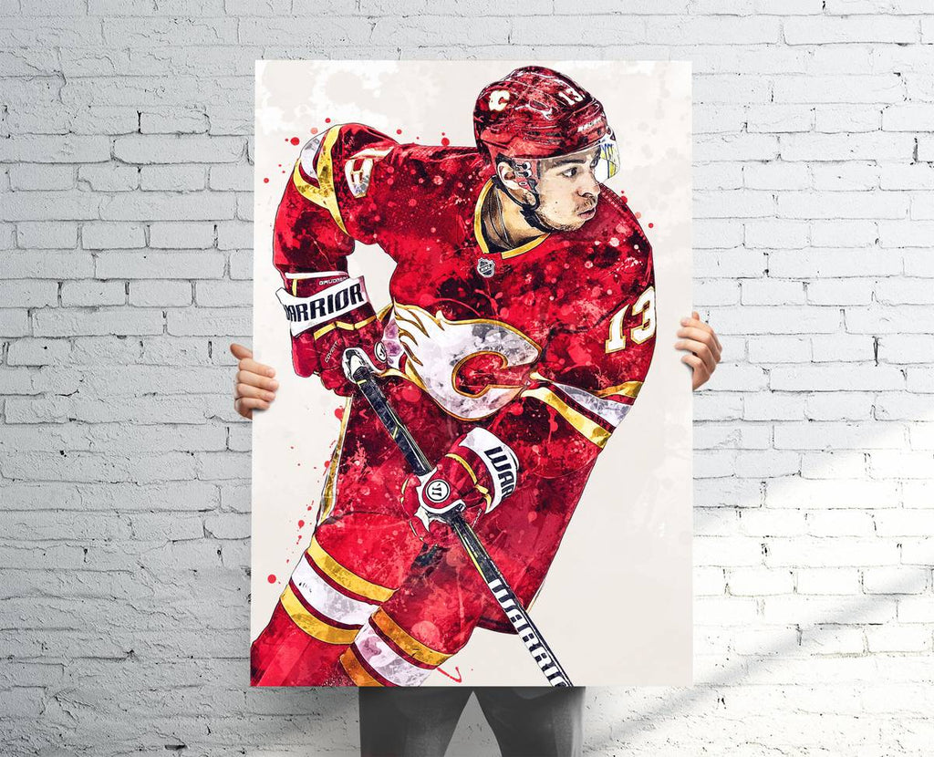 Johnny Gaudreau Calgary Flames Sports Art Print, Hockey, Sports Decor – Poster | Canvas Wall Art Print