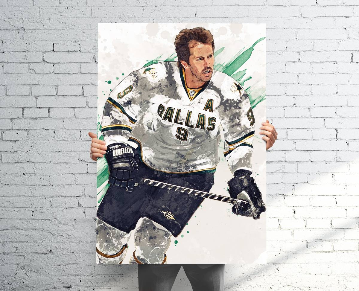 Mike Modano Dallas Stars Sports Art Print, Hockey, Sports Decor – Poster | Canvas Wall Art Print