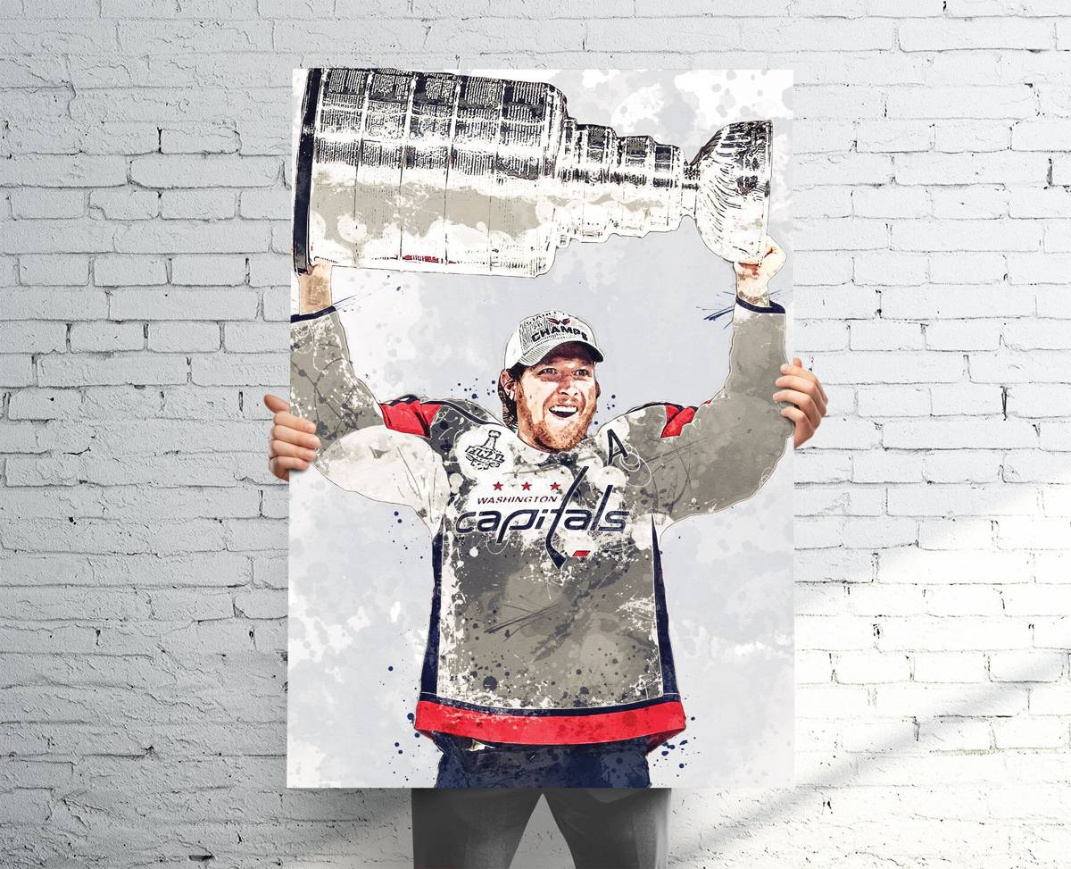 Nicklas Backstrom Capitals Stanley Cup Champ Sports Art Print, Hockey, Sports Decor – Poster | Canvas Wall Art Print