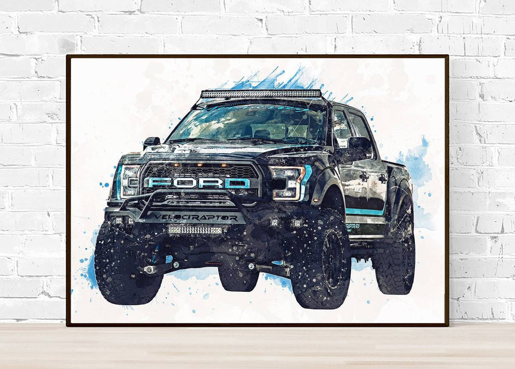 2018 Ford Raptor Velociraptor Truck And Car Lovers, Classic Truck, Classic Car – Poster | Canvas Wall Art Print