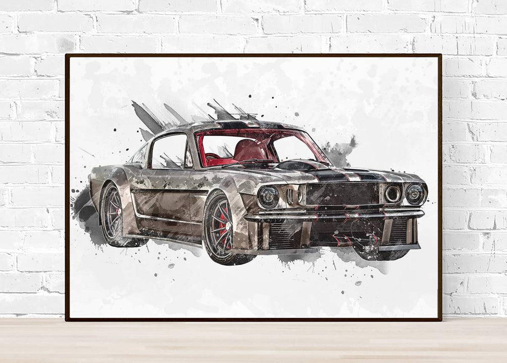 1965 Ford Mustang Truck And Car Lovers, Classic Truck, Classic Car – Poster | Canvas Wall Art Print