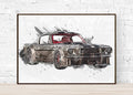 1965 Ford Mustang Truck And Car Lovers, Classic Truck, Classic Car – Poster | Canvas Wall Art Print