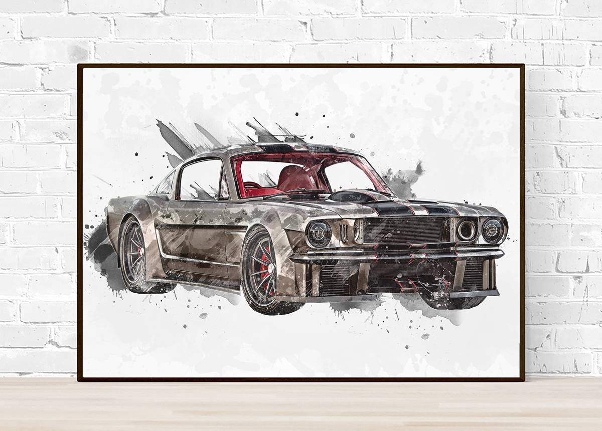 1965 Ford Mustang Truck And Car Lovers, Classic Truck, Classic Car – Poster | Canvas Wall Art Print
