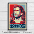 William Wallace Braveheart Freedom Illustration -Mel Gibson Scottish Historical Icon Film Movie - Poster | Canvas Wall Art Print