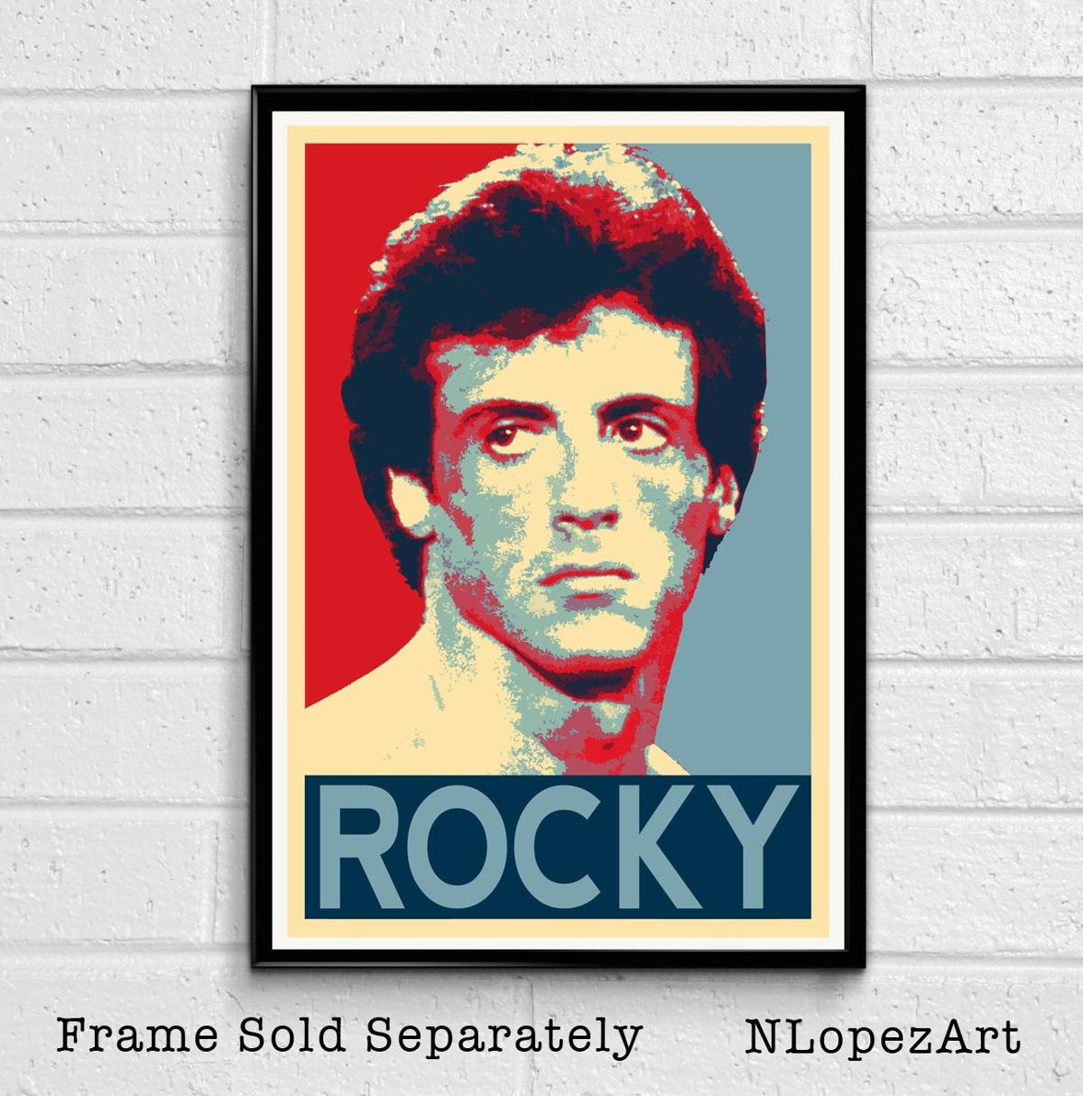 Rocky Illustration - Sylvester Stallone Rambo Boxing Film Actor Movie - Poster | Canvas Wall Art Print
