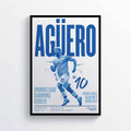 Sergio Aguero Manchester City Football Player Print Mcfc - Poster | Canvas Wall Art Print