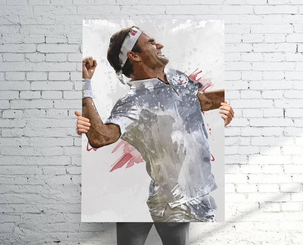 Roger Federer Wimbledon (V1) Tennis Sports Art Print, Tennis, Sports Decor – Poster | Canvas Wall Art Print