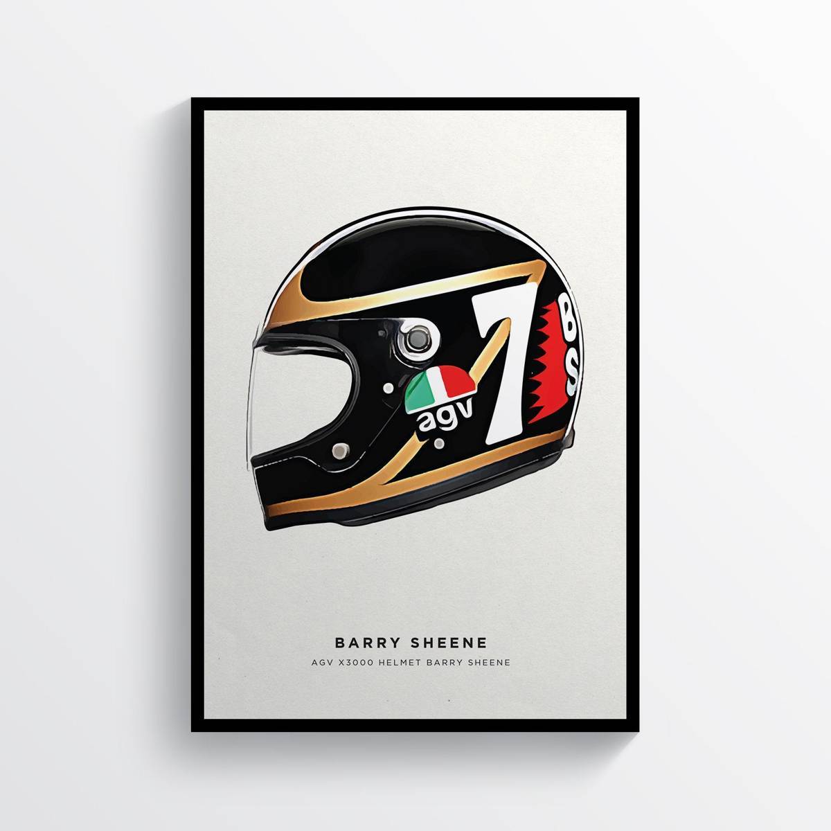 Barry Sheene Helmet British Motorcycle Racer Moto Gp Motorbike Road Racer - Poster | Canvas Wall Art Print