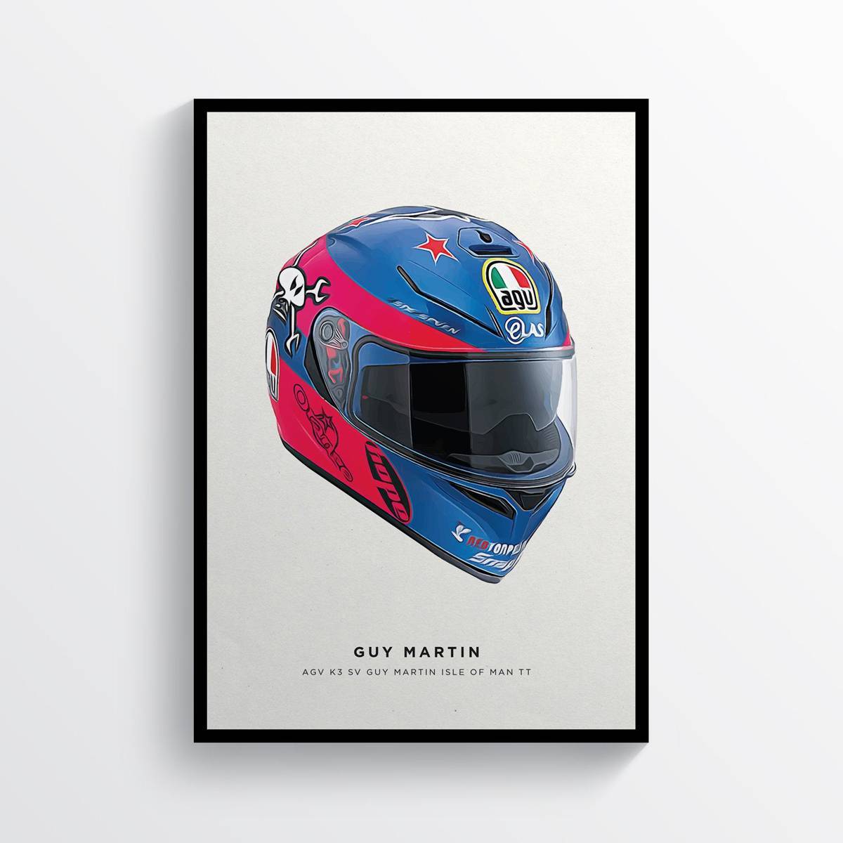 Guy Martin Helmet Tt British Motorcycle Racer Motorbike Road Racer - Poster | Canvas Wall Art Print