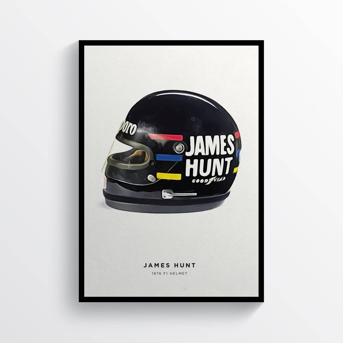 James Hunt 1976 Helmet Hesketh Racing Team F1 Art, F1 Gift, Formula 1, Racing Helmet - Poster | Canvas Wall Art Print