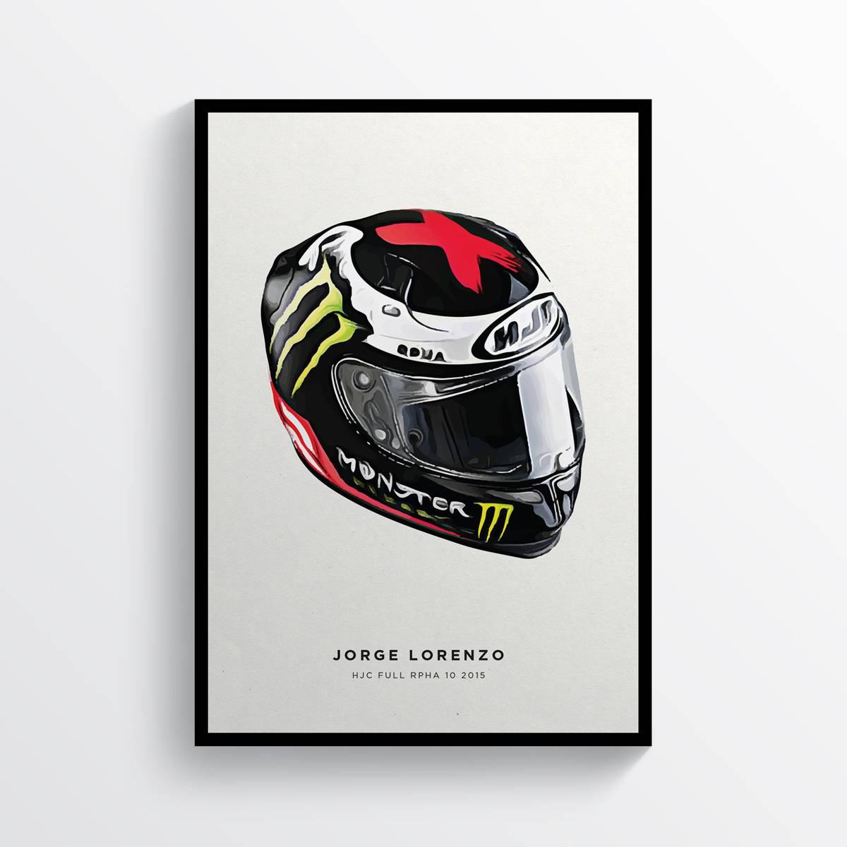Jorge Lorenzo Hjc Helmet Motogp Motorcycle Motorbike, Spanish - Poster | Canvas Wall Art Print