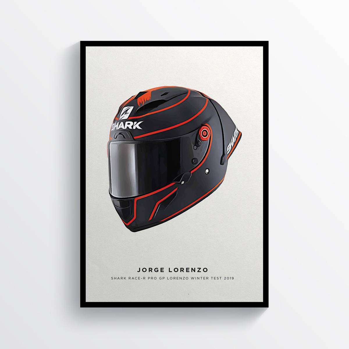 Jorge Lorenzo Winter Test 2019 Helmet Motogp Motorcycle Motorbike, Spanish - Poster | Canvas Wall Art Print