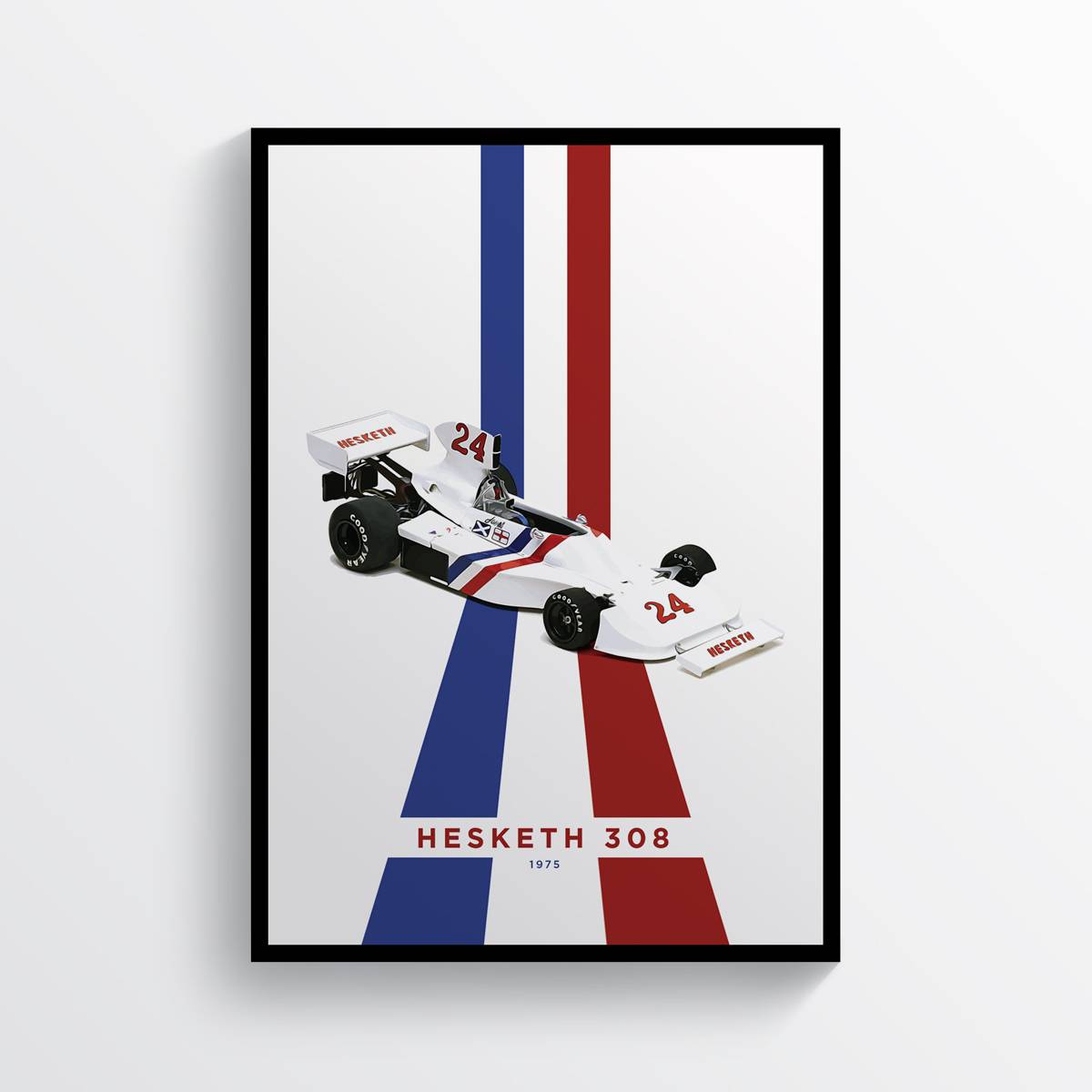 Hesketh 308 Racing Team F1 Art, F1 Gift, Formula 1, Racing Helmet - Poster | Canvas Wall Art Print