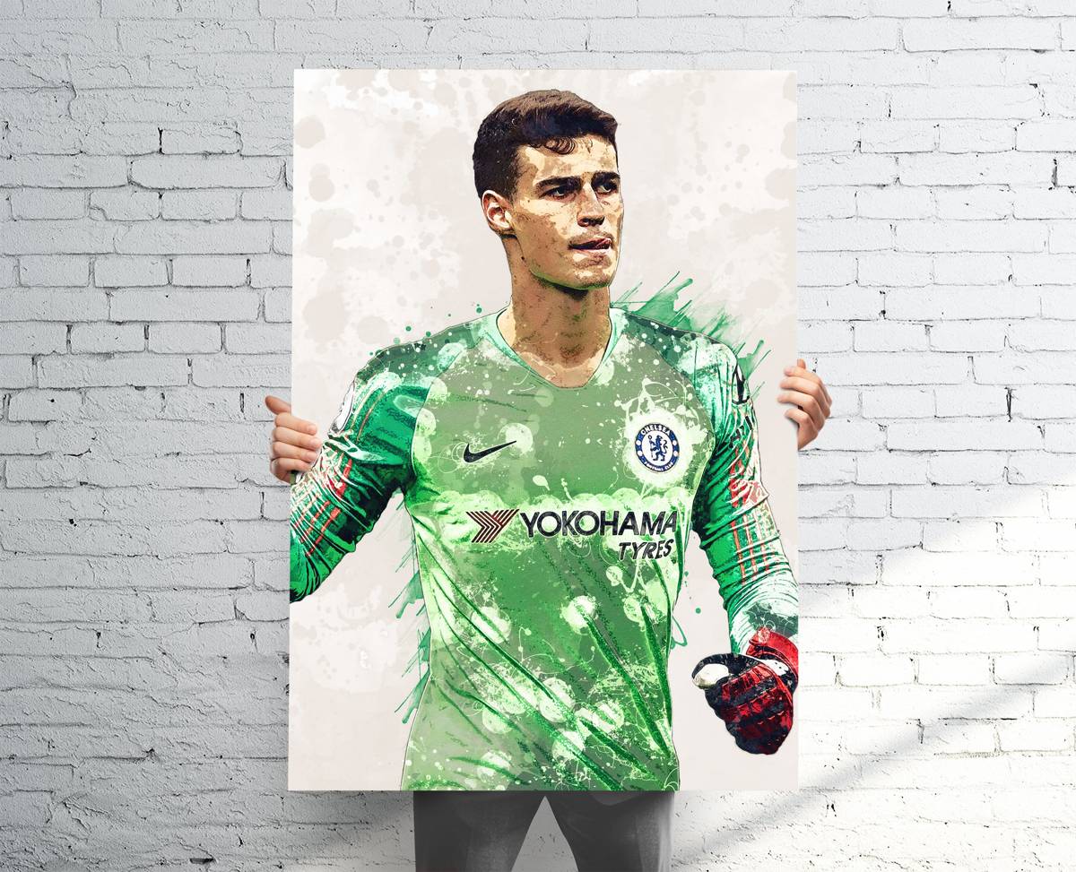 Kepa Arrizabalaga Chelsea F.C. Sports Art Print, Soccer/Football, Sports Decor – Poster | Canvas Wall Art Print