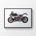 Bmw S1000Rr White Motorcycle Print Sports Bike Motorbike - Poster | Canvas Wall Art Print
