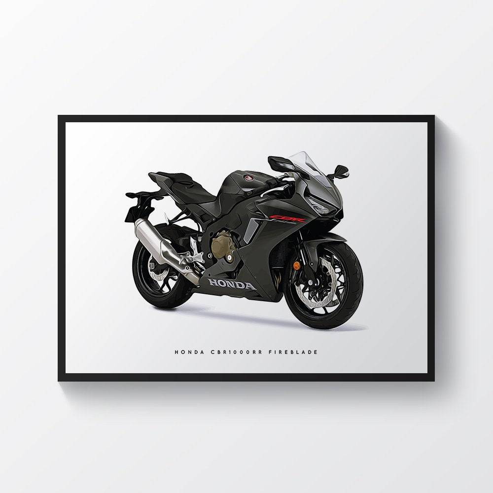 Honda Cbr1000Rr Fireblade Motorcycle Print Sports Bike Motorbike - Poster | Canvas Wall Art Print