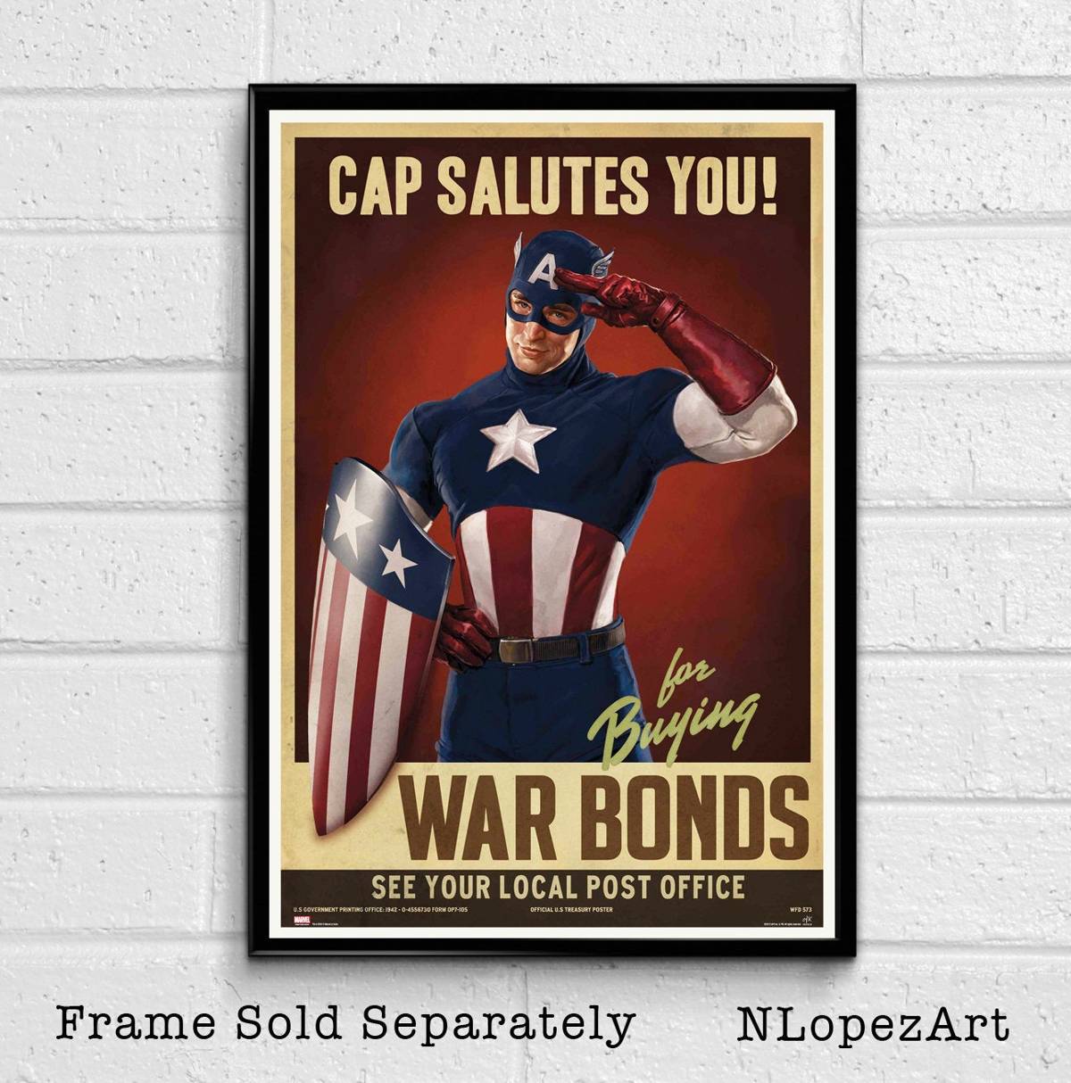 Captain America Ww2 Bonds Illustration #1 - Marvel Avengers Superhero Film Comic Book Movie - Poster | Canvas Wall Art Print