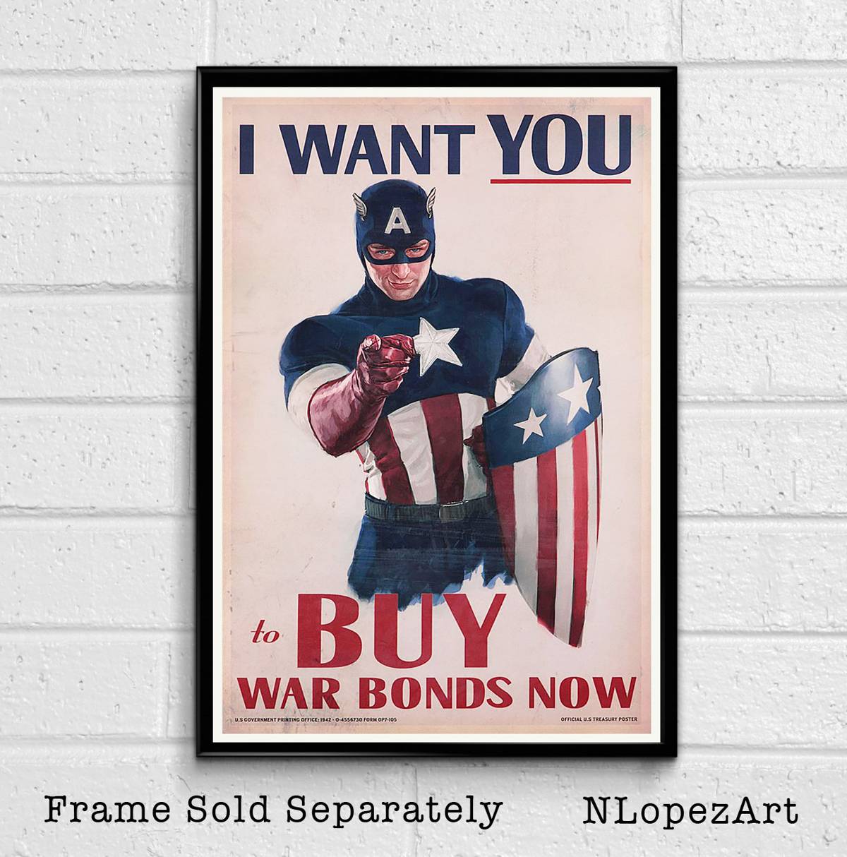 Captain America Ww2 Bonds Illustration #2 - Marvel Avengers Superhero Film Comic Book Movie - Poster | Canvas Wall Art Print