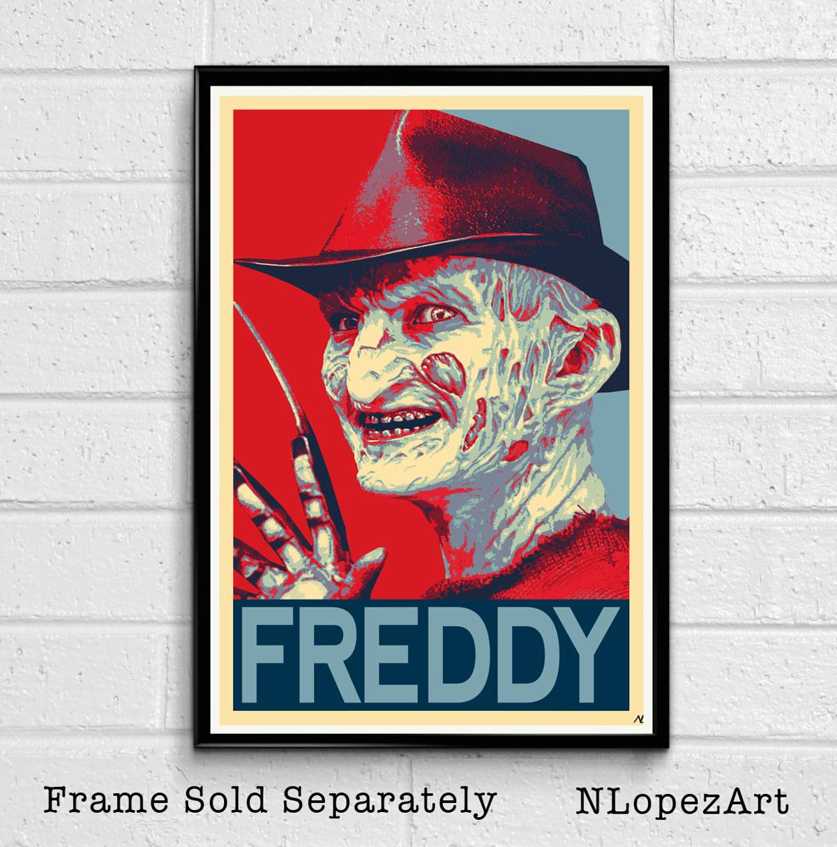 Freddy Krueger Nightmare On Elm Street Illustration #2 - Horror Movie Halloween Monster Film - Poster | Canvas Wall Art Print
