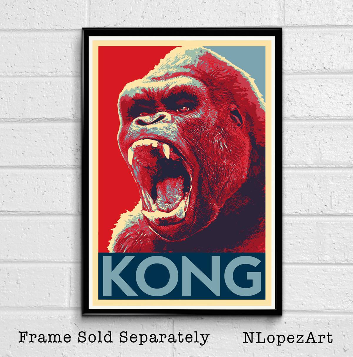 King Kong Illustration - Horror Movie Monster Ape Film - Poster | Canvas Wall Art Print