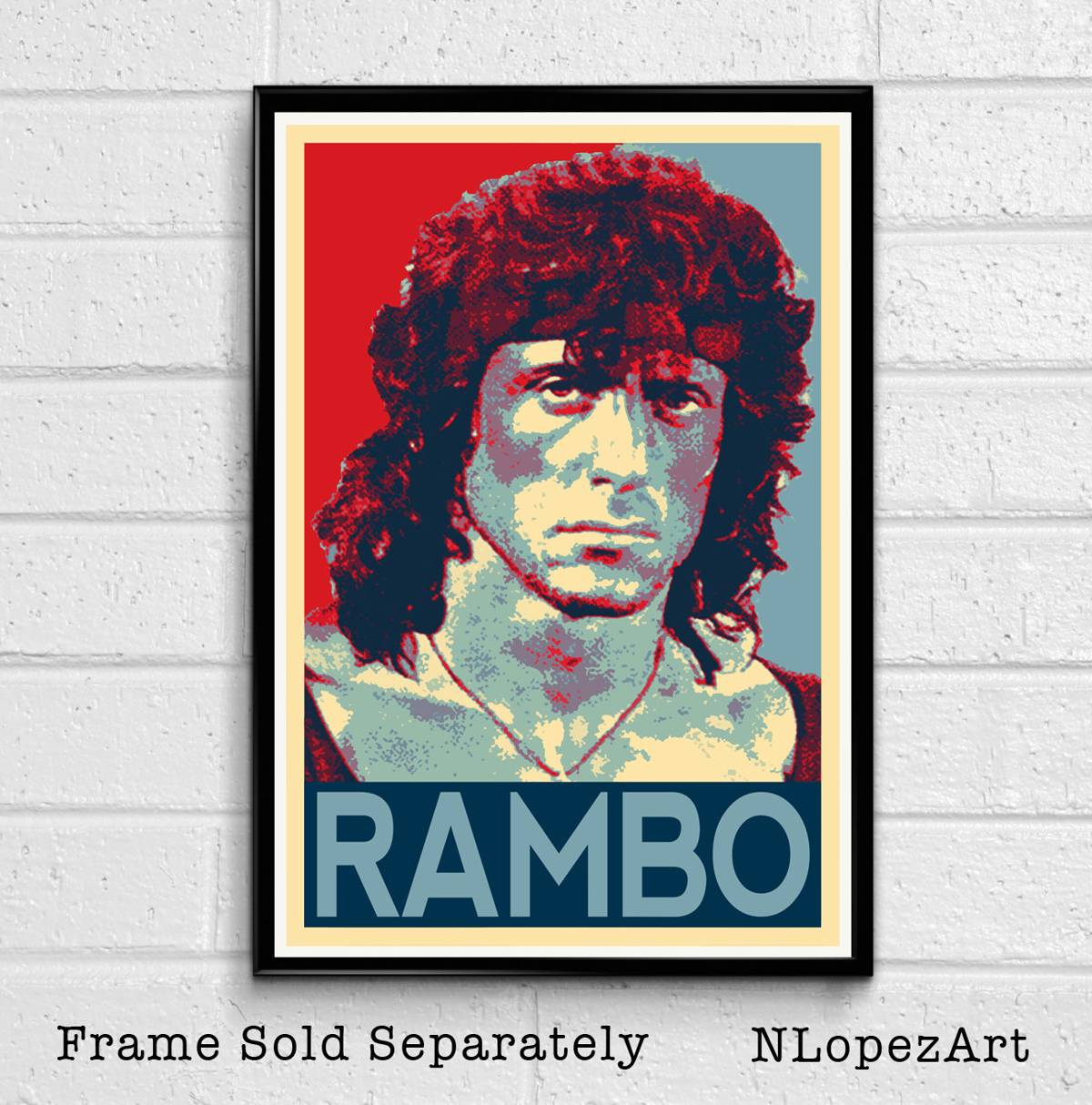 Rambo Illustration - Sylvester Stallone Veteran Warrior Action Film Actor Movie - Poster | Canvas Wall Art Print