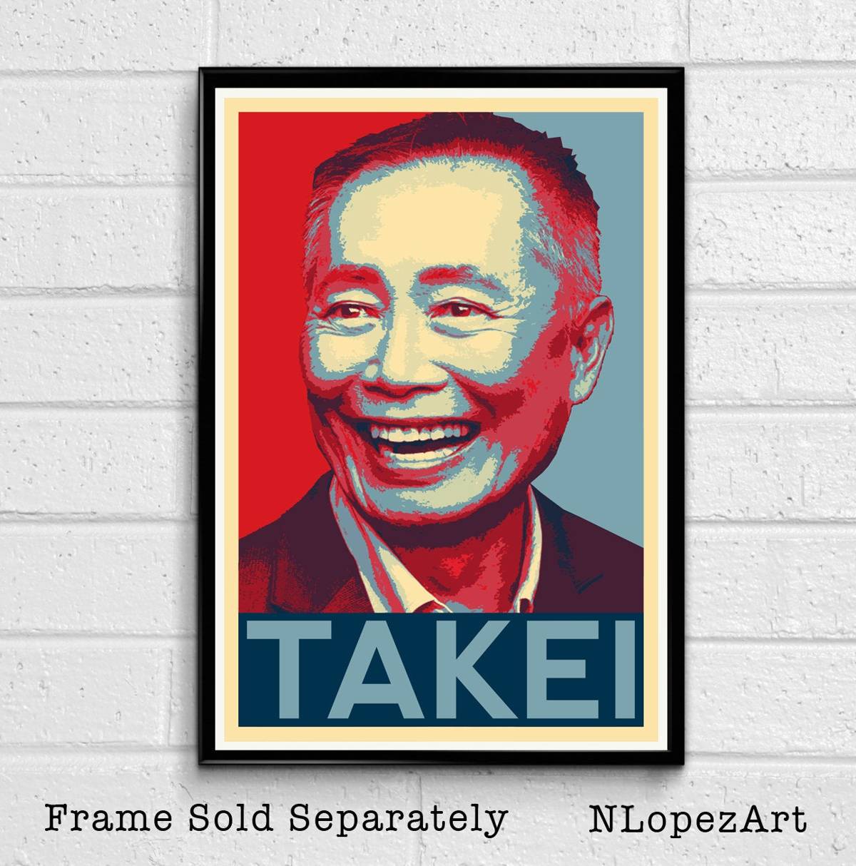 George Takei From Star Trek Illustration - Hikaru Sulu Sci-Fi Film Movie - Poster | Canvas Wall Art Print
