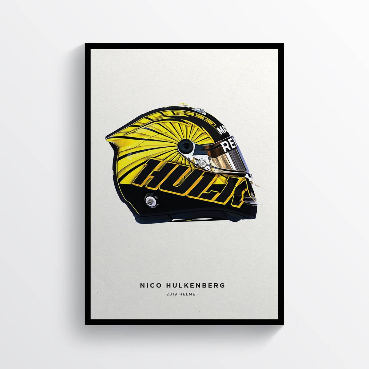 Nico Hulkenberg 2019 Helmet F1 Art, F1 Gift, Formula 1, Racing Helmet, Mercedes - Poster | Canvas Wall Art Print