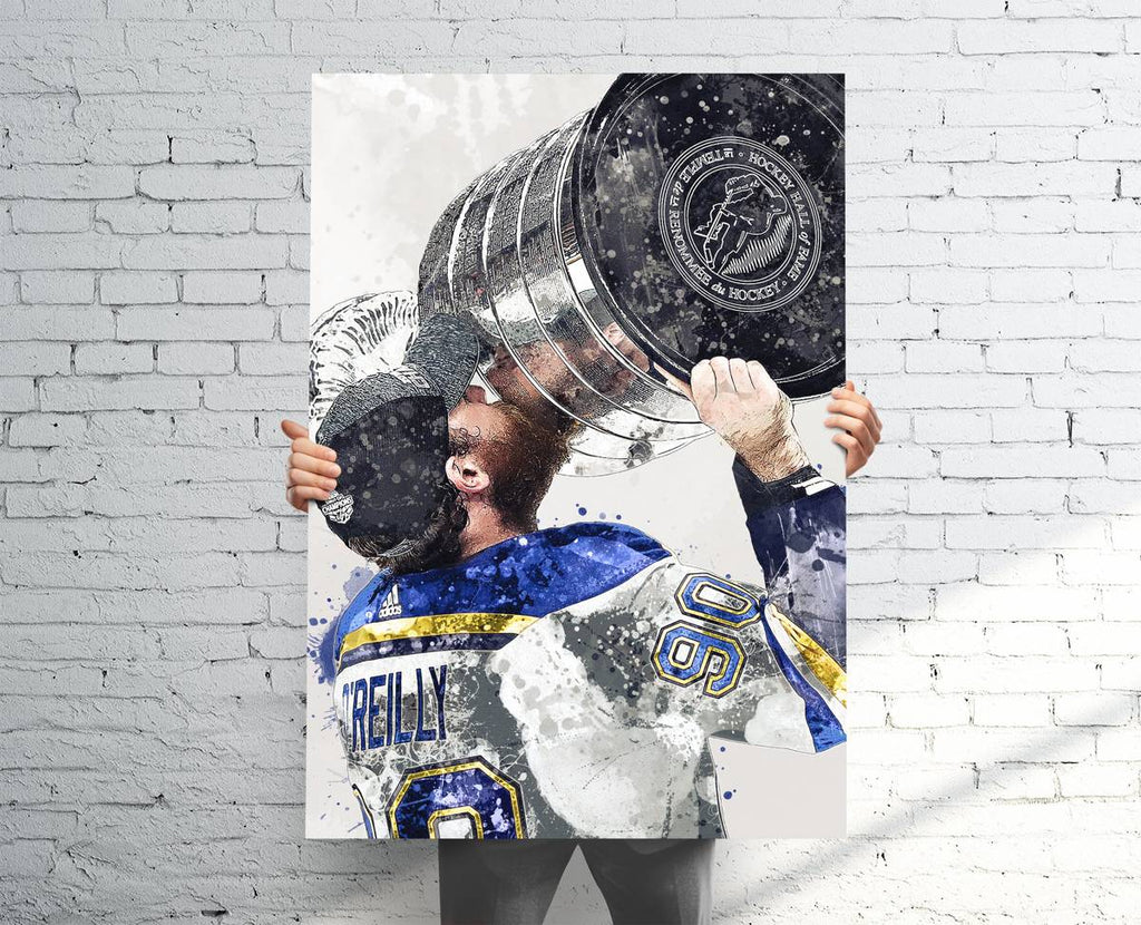 Ryan O'Reilly Stanley Cup St. Louis Blues Sports Art Print, Hockey, Sports Decor – Poster | Canvas Wall Art Print