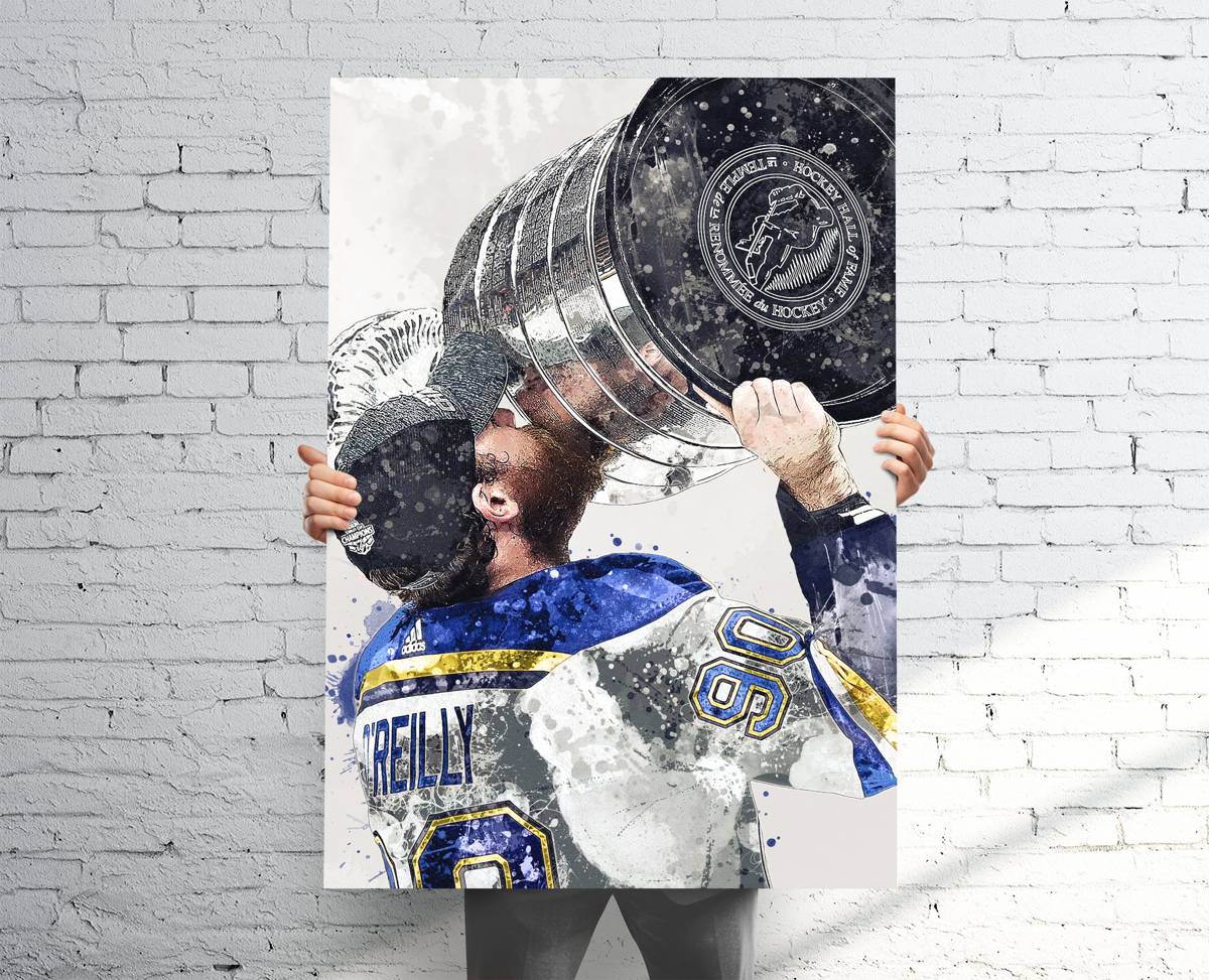 Ryan O'Reilly Stanley Cup St. Louis Blues Sports Art Print, Hockey, Sports Decor – Poster | Canvas Wall Art Print