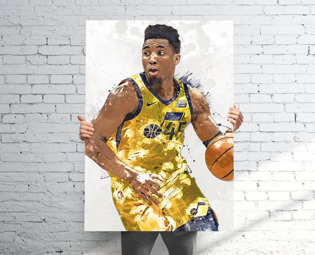 Donovan Mitchell Utah Jazz Sports Art Print, Basketball Fan, Sports Decor – Poster | Canvas Wall Art Print