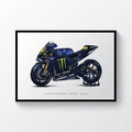 Valentino Rossi Yamaha Yzr-M1 Motogp Bike Vr46 Moto Gp Motorcycle Motorbike Superbike - Poster | Canvas Wall Art Print