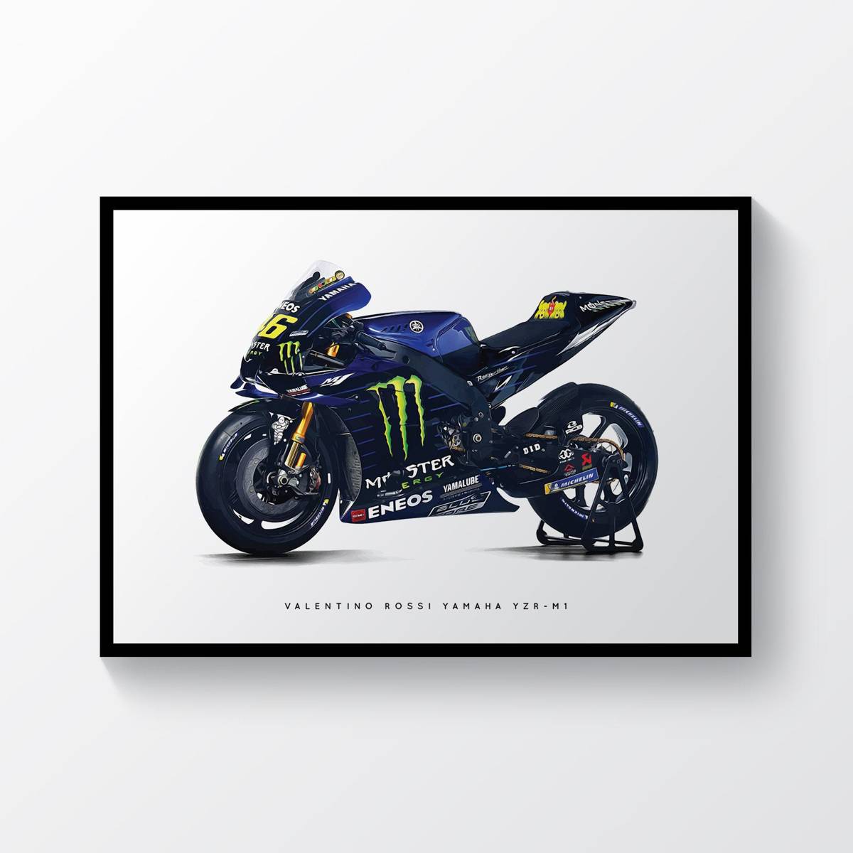 Valentino Rossi Yamaha Yzr-M1 Motogp Bike Vr46 Moto Gp Motorcycle Motorbike Superbike - Poster | Canvas Wall Art Print